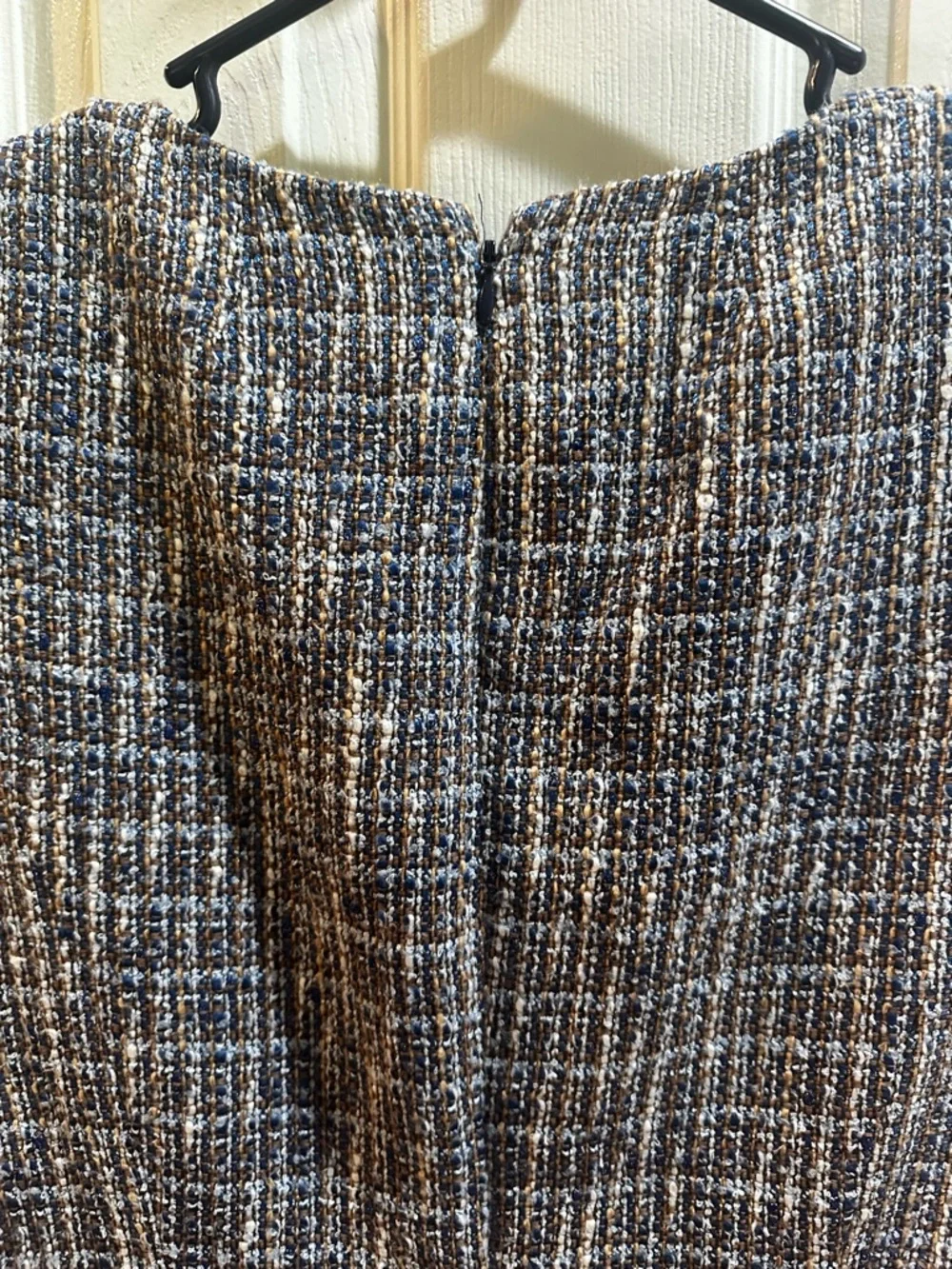 J. Crew Silvermist Blue Tweed Sheath Dress Flutter‎ Sleeve Business Sz 8